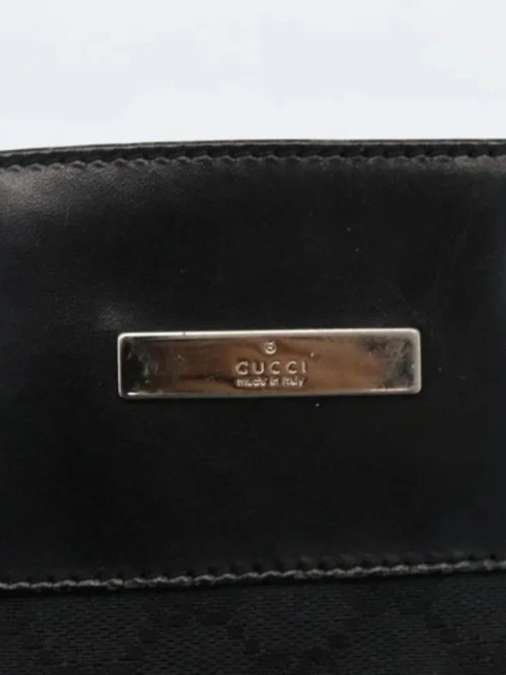 GUCCI GG Canvas Shoulder Bag Black Silver 019 0348 Auth ka3532